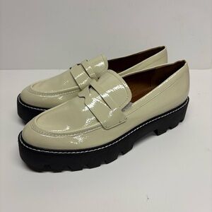 Franco Sarto Women’s Lug Sole Penny Loafers Cream Size 9 NWT